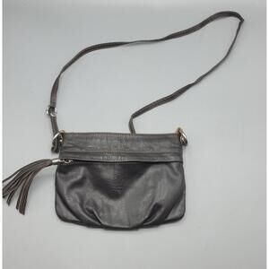 Vera Pelle Italy | Black Soft Leather Crossbody Sling Bag Tassel Quality Casual